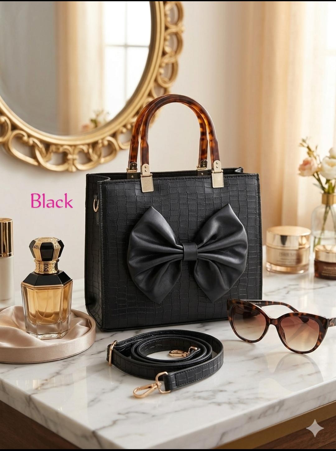 ✨ Premium Camel Structured Handbag with Bow Design