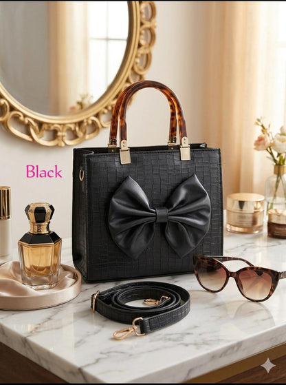 ✨ Premium Camel Structured Handbag with Bow Design