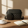 Black Quilted Crossbody Bag with Coin Pocket