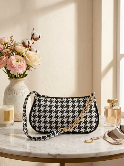 Chic Bold Elegance Houndstooth Crossbody Bag