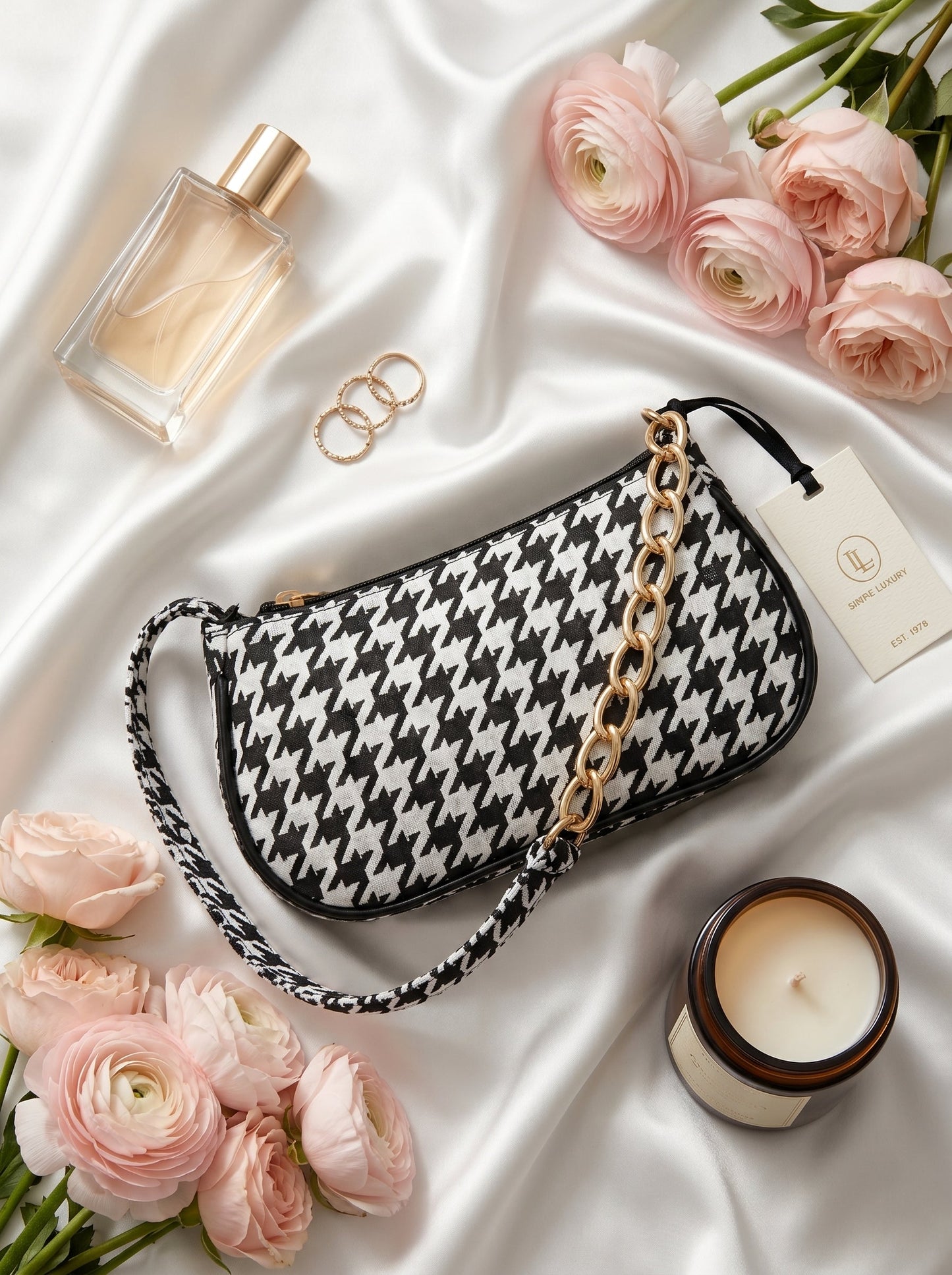 Chic Bold Elegance Houndstooth Crossbody Bag