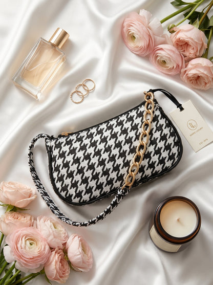 Chic Bold Elegance Houndstooth Crossbody Bag