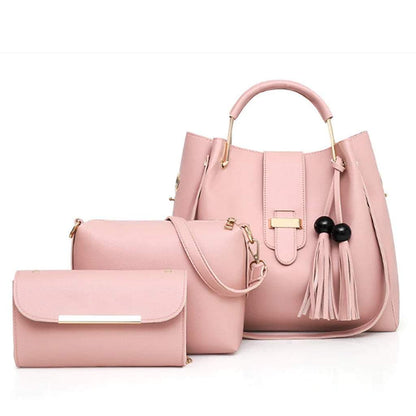 Elegant Maroon 3PC Women Handbag Set