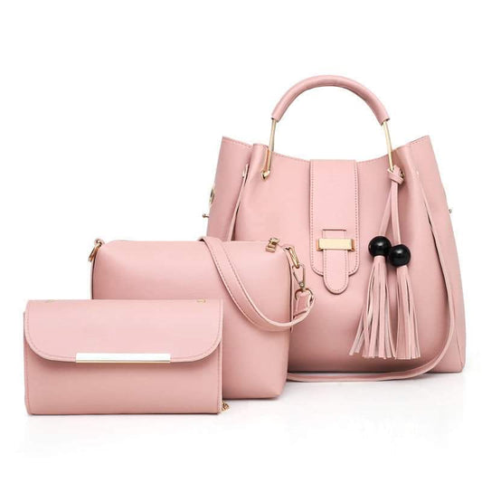 Elegant Maroon 3PC Women Handbag Set