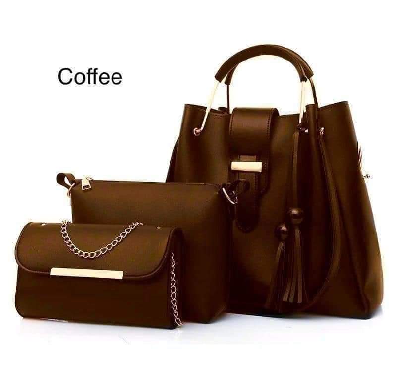 Elegant Maroon 3PC Women Handbag Set