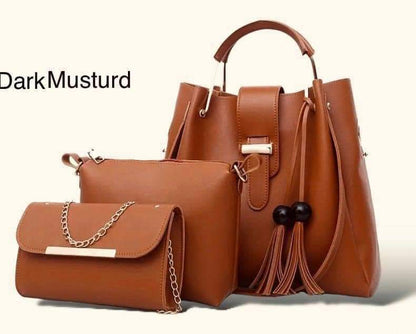 Elegant Maroon 3PC Women Handbag Set