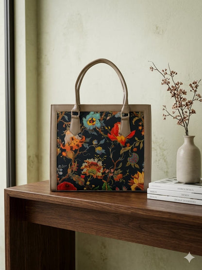 Elegant Floral Hexagon Ladies Handbag with Long Strap