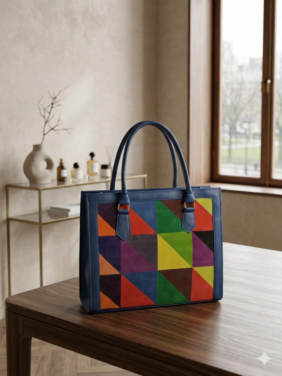 Elegant Floral Hexagon Ladies Handbag with Long Strap