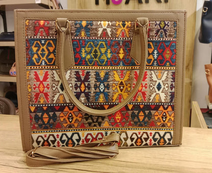 Elegant Floral Hexagon Ladies Handbag with Long Strap