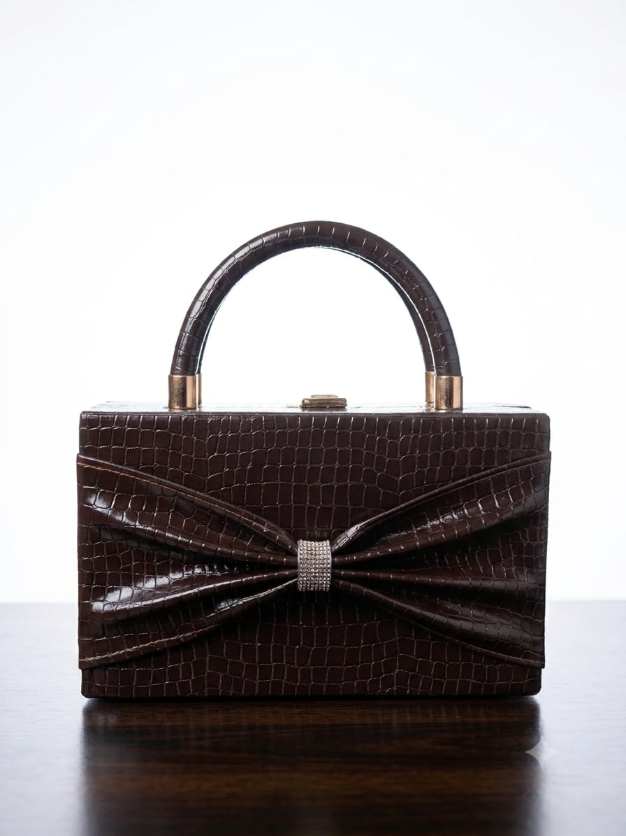 Luxury Croc-Texture Structured Top Handle Bag